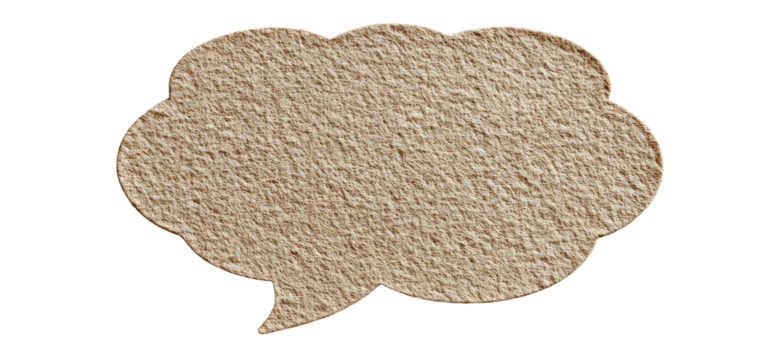 Beige textured speech bubble graphic