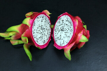 Dragon Fruit in a black background.