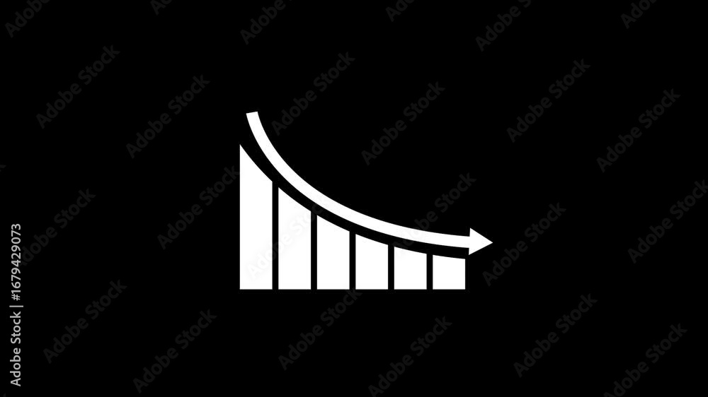 Poster abstract business graph arrow pointing downwards against a dark background .economic decline and fin
