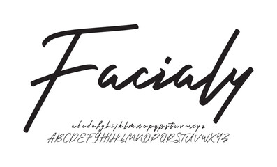 Facialy Signature Elegant Branding Typeface. Handwritten Script Editable Text Effect Template . vector illustration 

