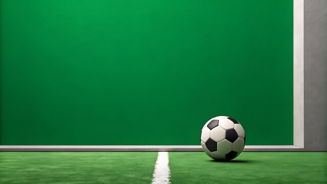 Soccer ball resting on grass against a lush green background ideal for sports websites, soccer events, fitness social media posts. - Powered by Adobe