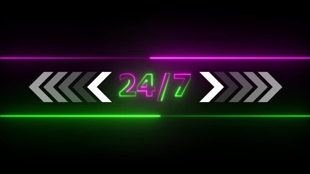 Directional arrow sign and rectangle with Daily 24 hours and weekly 7 day customer service icon and Refresh sign , loading arrows icon. Renovation symbol .24/7 hours customer Service icon animation .