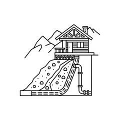 Mountain house with background and pipe