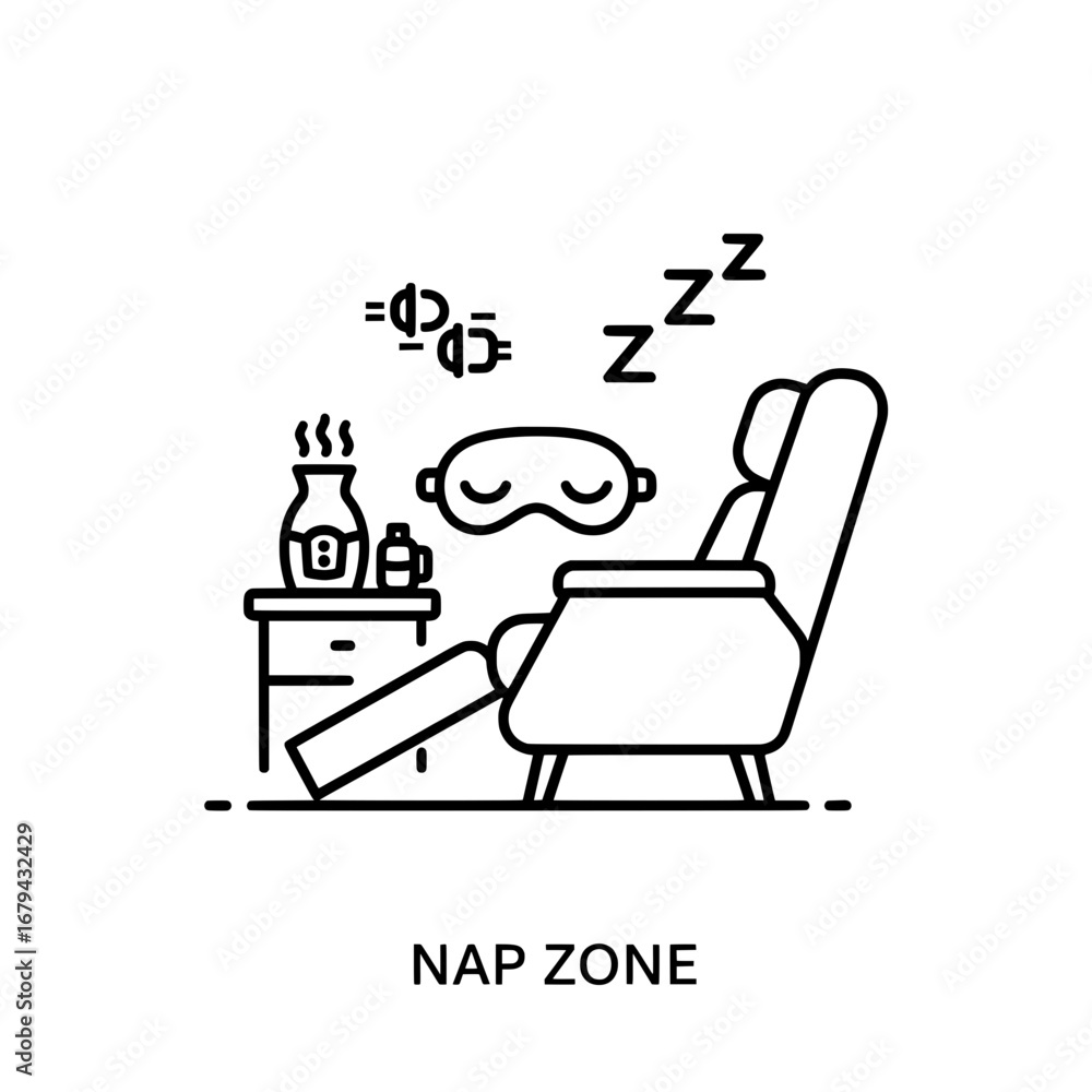 Poster relaxing person resting in nap zone with transparent background