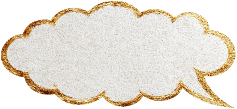 Whimsical, textured, cream-colored speech bubble with a gold-toned outline - Powered by Adobe