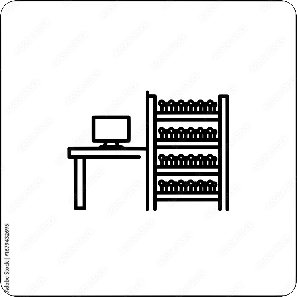 Poster computer and shelving unit with transparent background