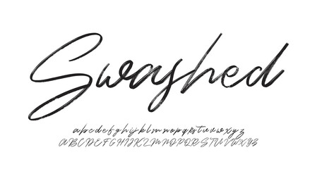Swashed Signature Elegant Branding Typeface. Handwritten Script Editable Text Effect Template . vector illustration 
