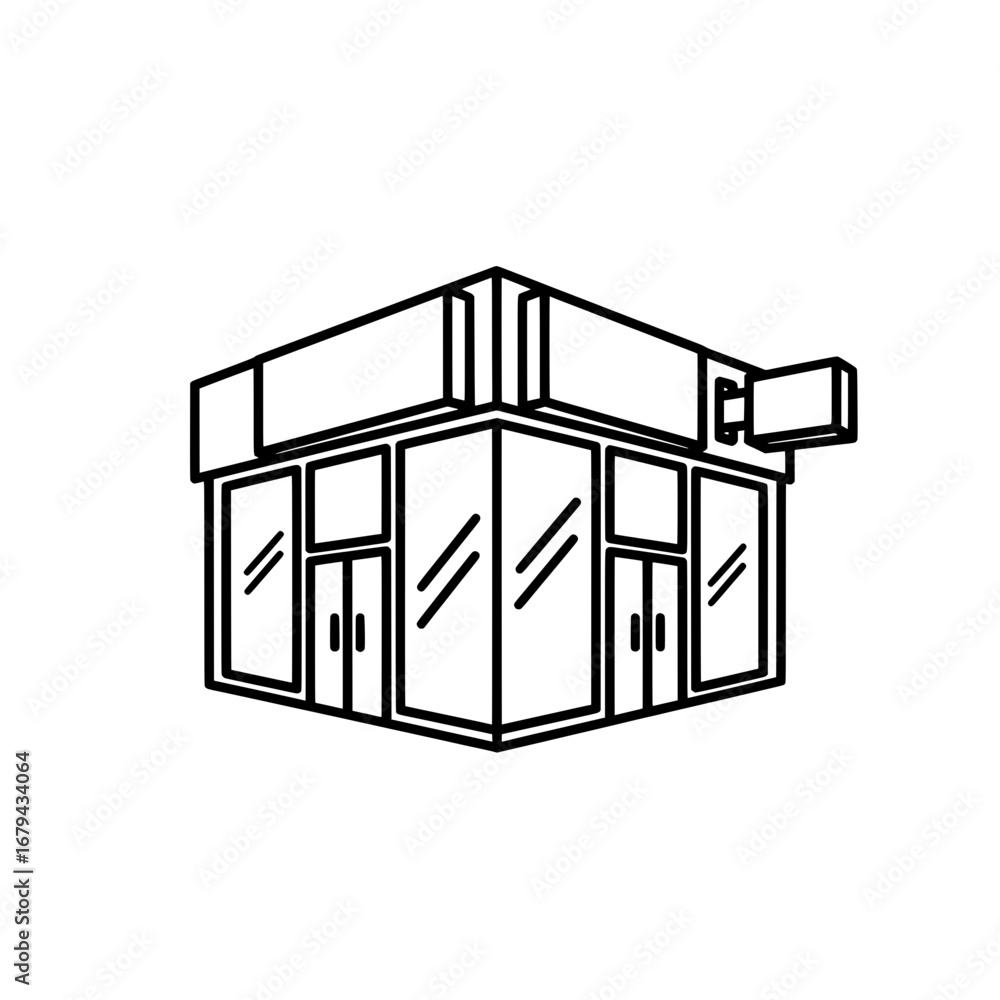 Poster corner shop building with transparent background