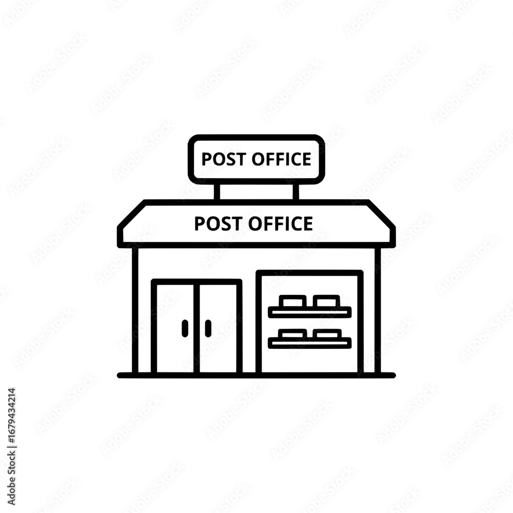 Poster post office building with transparent background