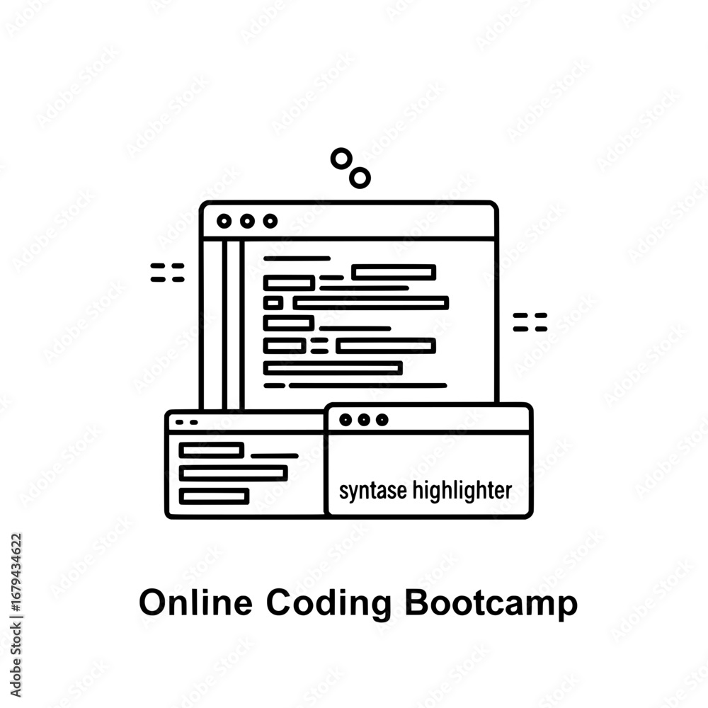 Poster online coding bootcamp with transparent background