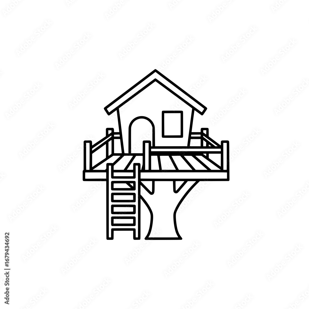 Poster treehouse with transparent background