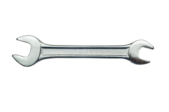 Single Open-End Wrench Isolated on Transparent Background - Industrial and Mechanical Tool