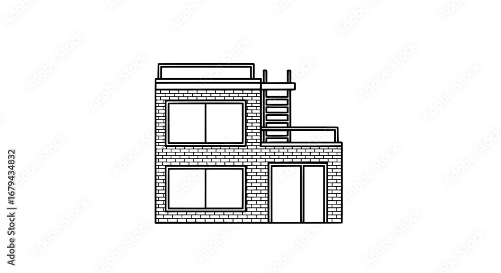 Poster modern building with transparent background