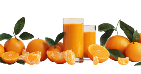 Fresh orange juice and citrus fruits