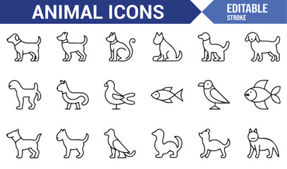 Collection of diverse animal icons in vector format