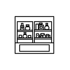 Shelf with bottles and jars with transparent background