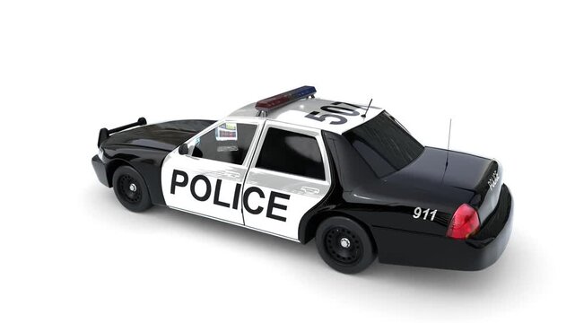 police car on white background