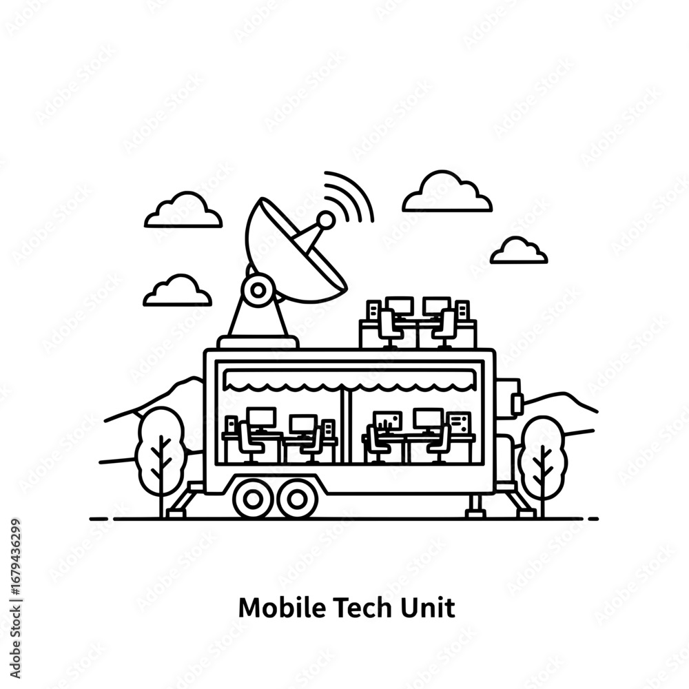 Poster mobile tech unit with transparent background