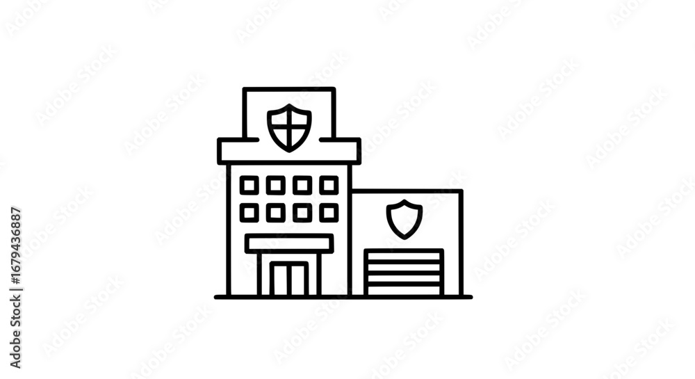 Poster security building with shield symbols and transparent background