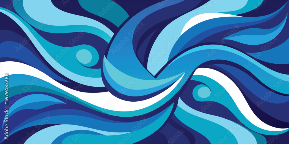 Poster abstract. wave. blue. a modern vector background with dynamic, flowing blue and white waves for a we