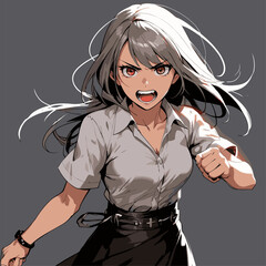 angry woman anime vector