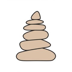 Balanced Beige Stone Stack Graphic On White Background For Zen Meditation