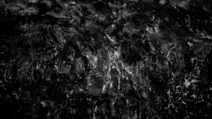 Dark black wall texture or old grunge background on black. Concrete wall.