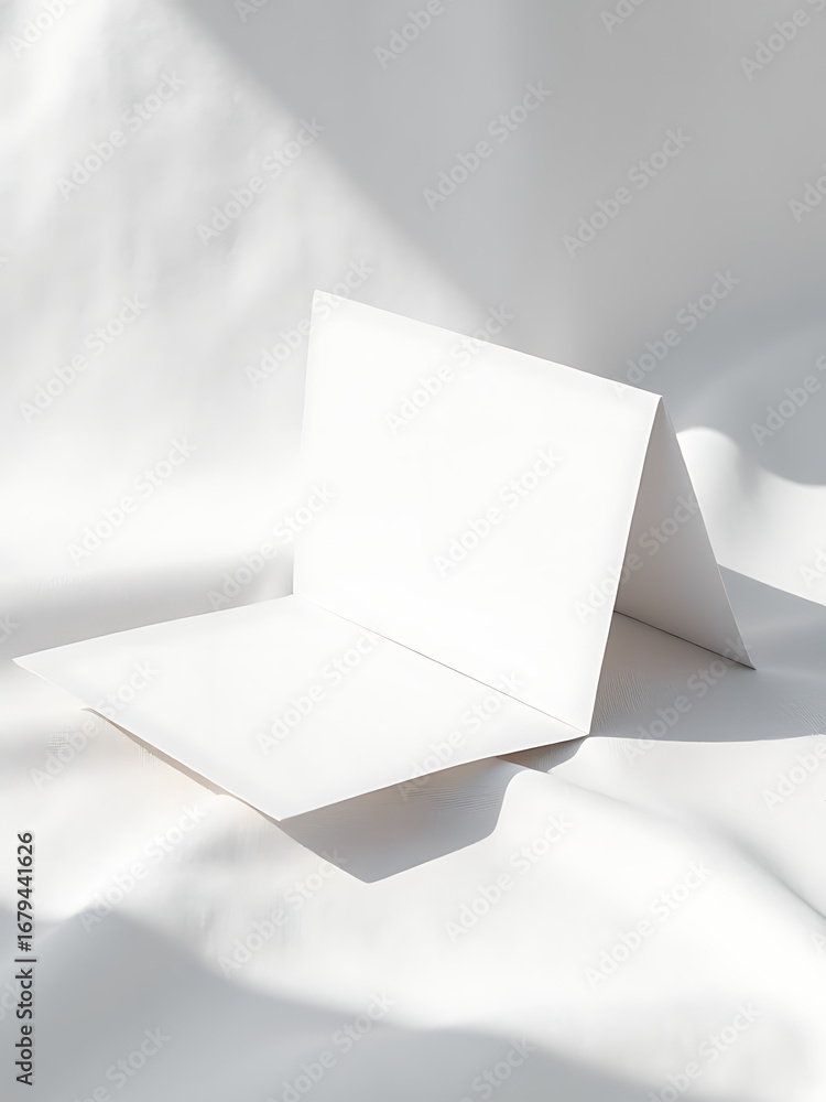 Aufkleber crisp white linen background showcases precise branding card mockup clean lines subtle texture soft 