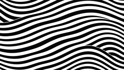 Fototapeta premium Seamless Black Wave Stripes Background Art.