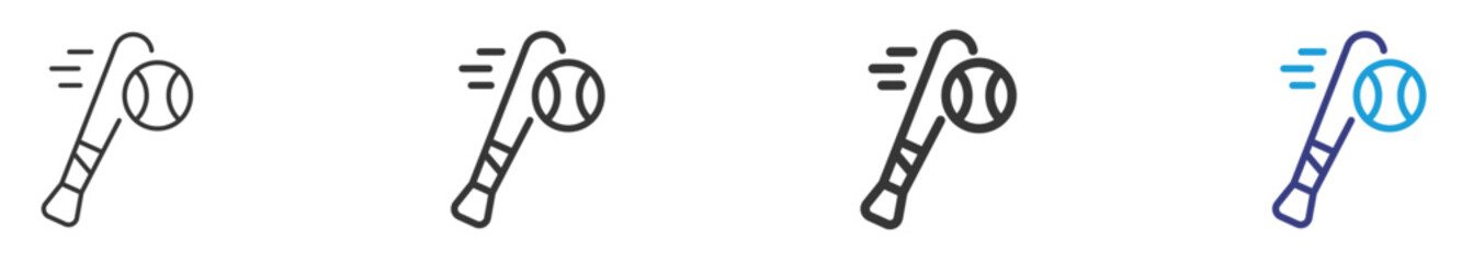 Baseball Icon Set Vectors Illustration with Outline Style Variation  