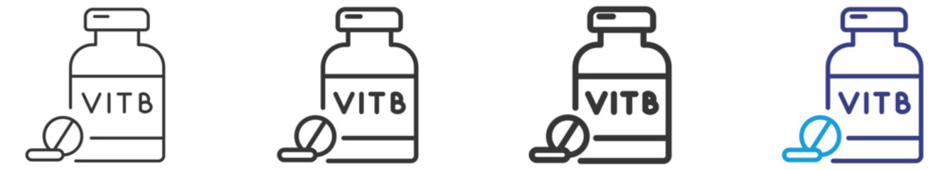 Vitamine B Icon Set Vectors Illustration with Outline Style Variation  