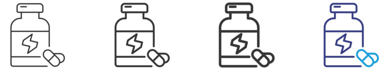 Protein Supplement Icon Set Vectors Illustration with Outline Style Variation  