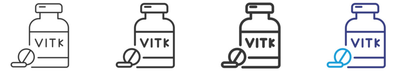 Vitamine K Icon Set Vectors Illustration with Outline Style Variation  