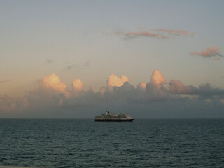 Luxury cruiseship cruise ship liner Nieuw Amsterdam arrival to St. Maarten Saint Martin island...