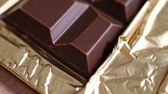 Chocolate Bar with Its Wrapper Torn Open and Bite Taken Out