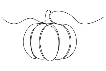 Continuous one line drawing of pumpkin vegetable outline minimalist style vector illustration isolated on white background
