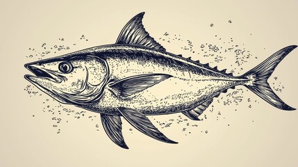 Detailed tuna graphic art