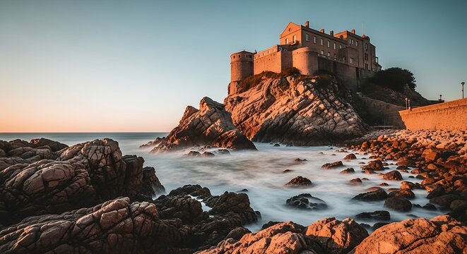 Coastal Fortress at Sunset.