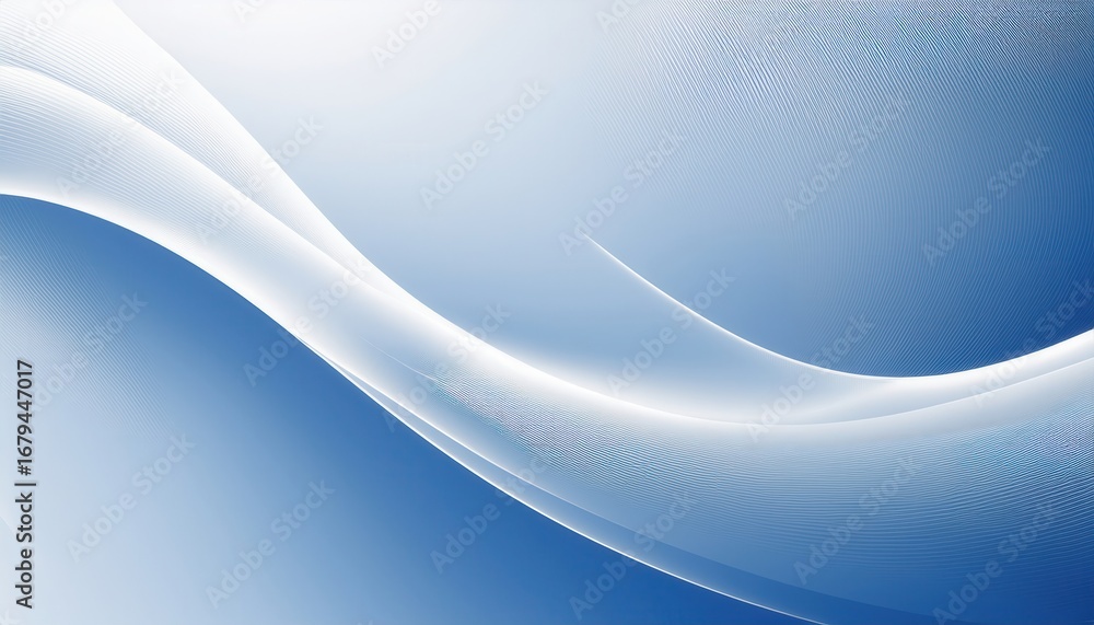 Poster flowing white and blue abstract wave texture with soft gradients and smooth curves perfect for backg