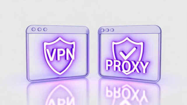 Vpn and proxy icons representing secure internet connection isolated on white background