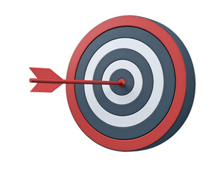 Realistic 3D Target with Arrow Hitting Center Bullseye Illustration