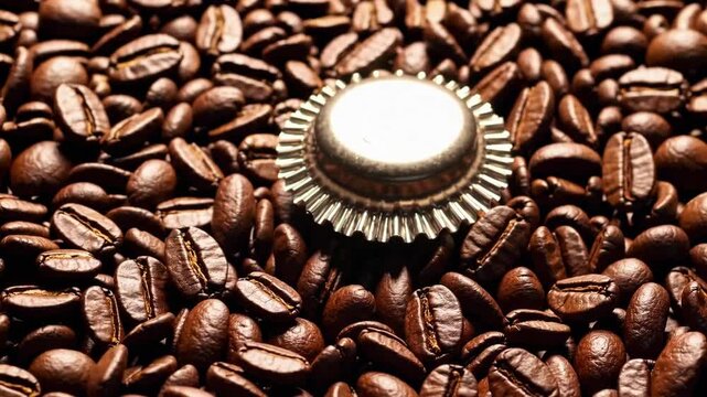 Coffee Capsule and Coffee Beans Close Up of Capsule Coffee and Full Frame Roasted Coffee Beans