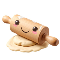 Kawaii Rolling Pin and Dough Illustration, transparent PNG