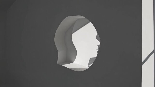 Conceptual3d Illustration of Human Head Shaped Void in Solid Wall