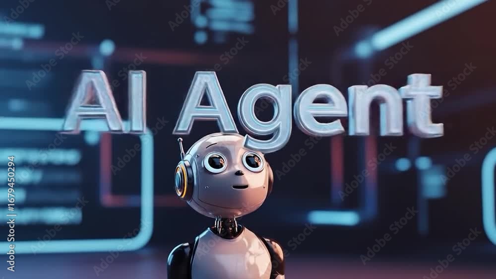 Aufkleber robot ai agent in digital futuristic environment ai agent