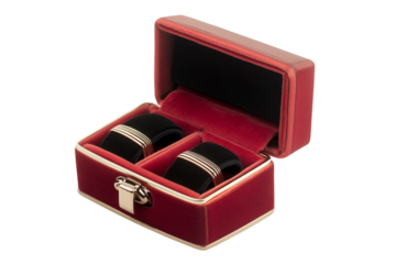 Luxury Cufflink Set in Velvet Box Isolated on Transparent Background
