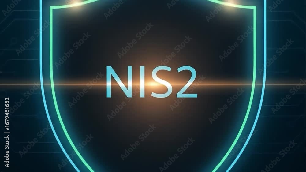 Poster shield with ni s2 text and digital background nis2