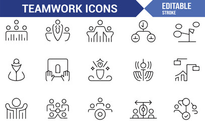 Modern teamwork and collaboration icon set