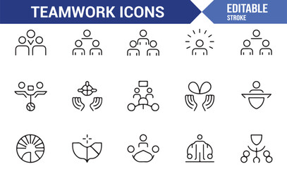 Modern teamwork and collaboration icon set