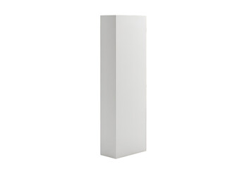 Minimalist white rectangular column isolated on transparent background